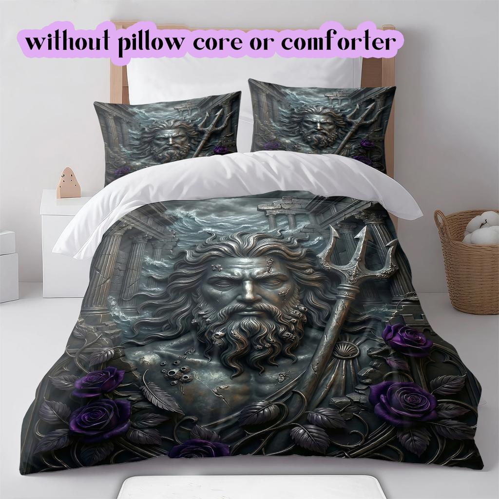 Metal reliefs Pattern Bedding Quilt Set Quilt Cover Pillowcase Home Decoration Birthday Gift (1 * duvet cover + 2 * pillowcase, without core)