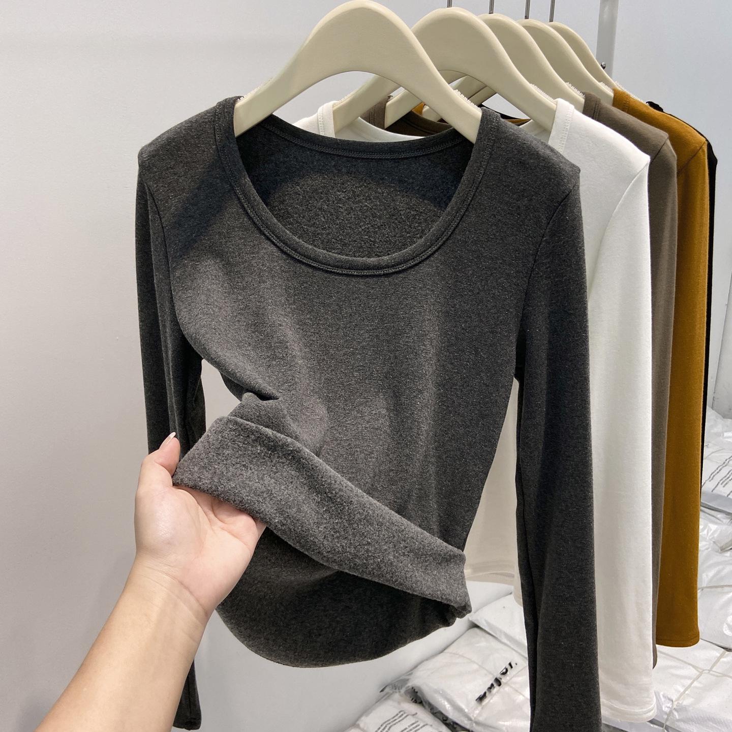 

Heavenly Dark Grey U-Neck Brushed Fleece Long-Sleeve Women s Base Layer, Slim Fit to Flaunt Collarbones XL темно серый