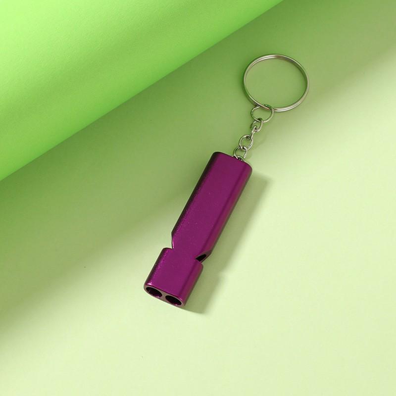 High-Frequency Dual/Single-Hole Aluminum Whistle with Lanyard for Outdoor Survival