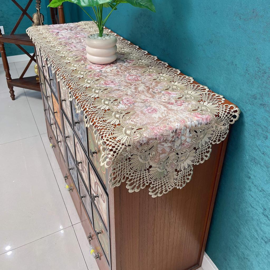 Spitze Europäischer TV-Schrank Lang Licht Luxus Tischläufer Weiße Kommode Stoff Couchtisch Tischdecke Chinesische Schuhschrankabdeckung Tuch