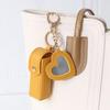 PU Leather Lipstick Bag Keychain Heart Pendant Mini Portable Key Chain Keyring