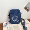 Summer Canvas Phone Bag With Contrast Print Small Purse For Casual Outings