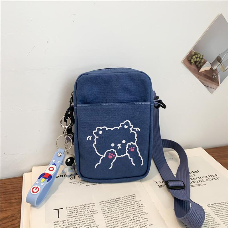 Summer Canvas Phone Bag With Contrast Print Small Purse For Casual Outings