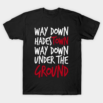 Asian Size Men Black Print T-shirt Way Down Hadestown No-Cut Heat Transfer Print Cotton Tshirt