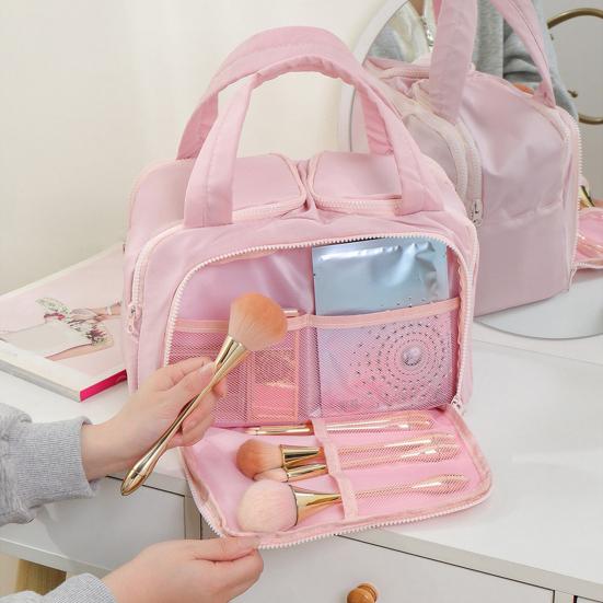 Travel Cosmetic Bag Large Capacity Quilted Makeup Bag Portable Cosmetic Toiletry Organizer with Dry Wet Separation