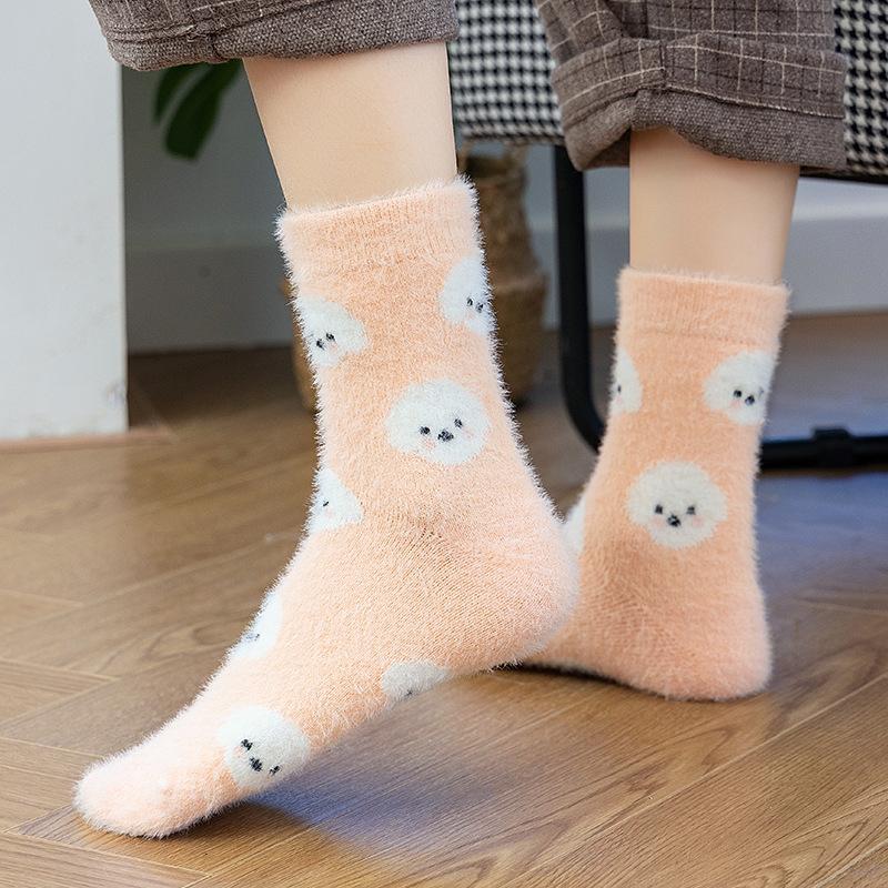 Autumn And Winter New Socks Women Thickened Warm Imitation Mink Velvet Sweet Fruit Ladies Home Floor Socks Sleep Socks