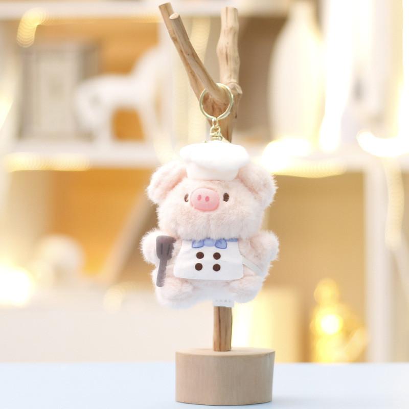 

Pig Cartoon Trendy Plush With Short Fiber Fur For Backpack Decoration And Gift білий