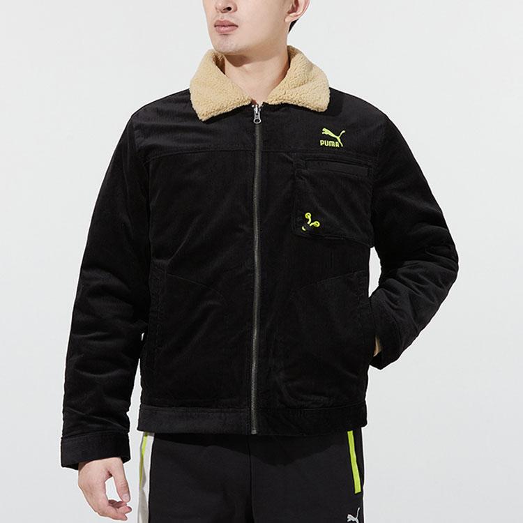 Puma Jachetă reversabilă fleece din velur cu logo brodat Jachetă pentru bărbați negru 534751-01