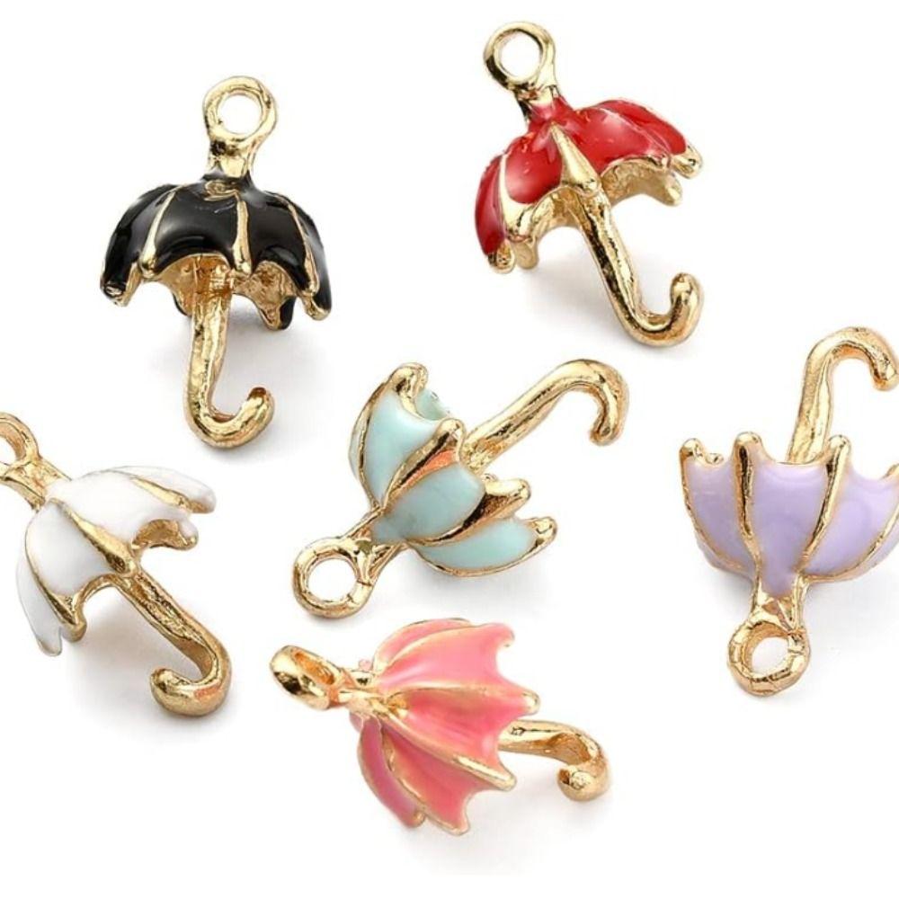 30pcs 6 Colors 3D Umbrella Charms 30pcs Enamel Charms Crafts Bulk Hanging Charms  Crafts Making