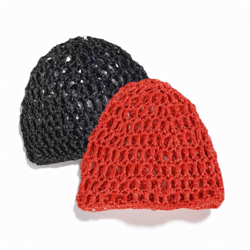 Mesh Crochet Hair Net Knitted Scarf Cap, Thickened Cropped Hair Net For Women, Scarf Cover For Sleeping, Black Hair Net, Protective Cap
