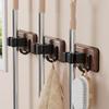 Mop And Broom Holder Heavy Duty Broom Storage Rack Wood Mop Organizer Self Adhesive Mop And Broom Hanging Rack for Bathroom Balcony Cleaning Tools