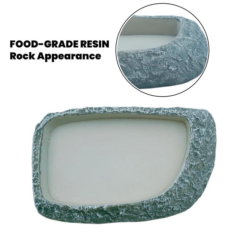 Reptile Water Dish Reptile Food Feeding Dish Terrarium Decor Resin Pet Feeder For Frog Hermit Crab Tortoise Snake Bearded Dragon