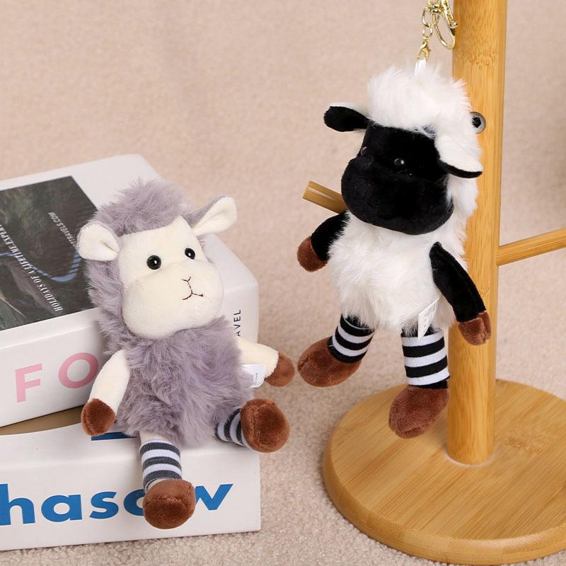 Cute Cartoon Plush Sheep Keychain Soft Fluffy Fabric Bag Charm for Women Girls Backpack Pendant Creative Gifts