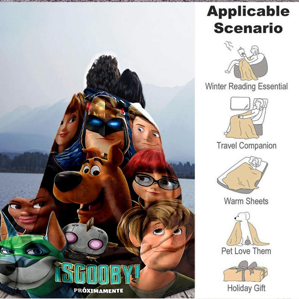 1pc Scooby-Doo Mystery Flannel Throw Blanket - HD Printed Lightweight Soft Warm All-Season Blanket for Sofa, Bed, Travel091