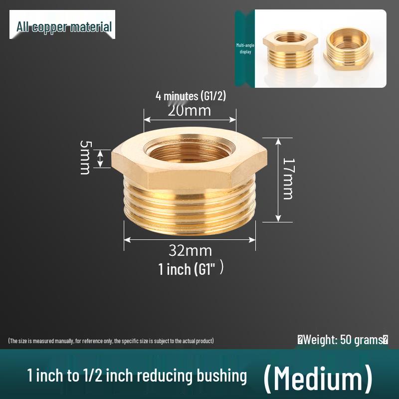 1" To 6-fen Brass Male/Female Thread Water Pipe Repair Core Pressure Gauge Connector