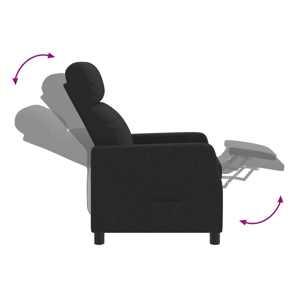Recliner Chair Black Fabric