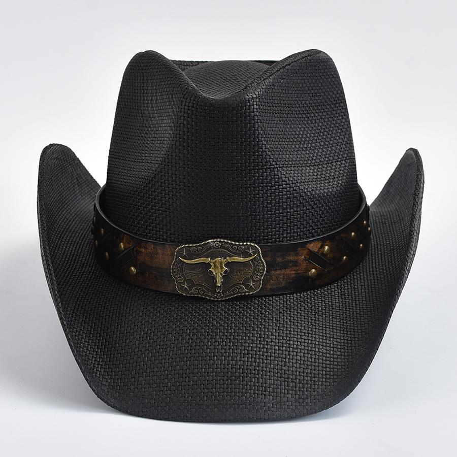 Thickened Straw Hat for Men s Curled Edge Vintage Western Cowboy Hat Summer Beach Sun Hat Sombrero Hombre One Size
