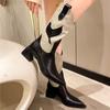 Fashion 2025 New Boots Women's Retro Pointed Toe Totem Strange Heel Mixed Color Thick Sole Autumn Winter Women Shoes Fashion Style