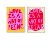 Love Is A Way Of Being Text Quote Posters Vivid Soft Pink White Canvas Painting Modern Maximalist Picture Living Room Home Decor