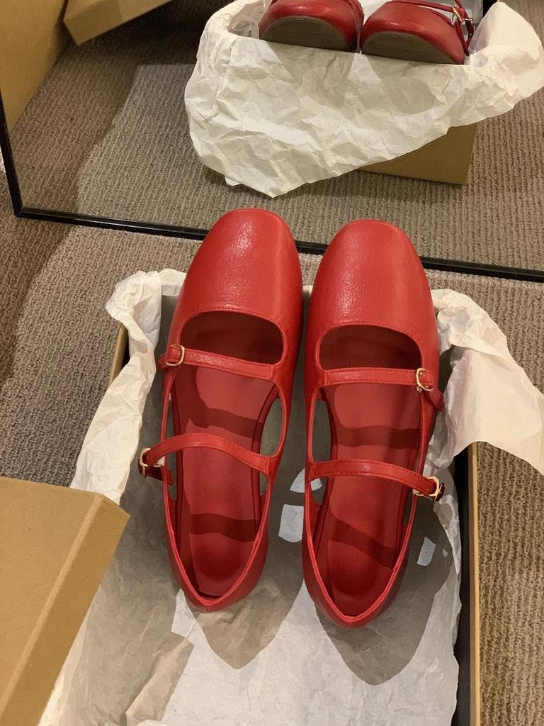 Korean version of fashionable small red single shoes women's shoes summer spring and autumn French retro one-word buckle with Mary Jane fl