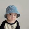 Koreanischer Stil Baby Sonnenhut Stoff Kinder Fischerhut Schöne Gewaschener Denim Eimerhut Outdoor