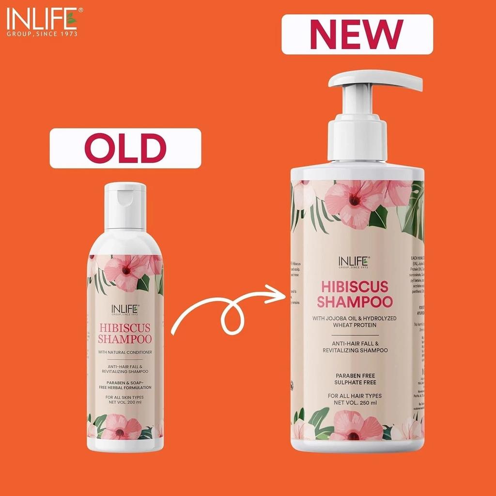 INLIFE Hibiscus Shampoo | Ayurvedic Natural | with Jojoba Oil & Hydrolyzed 250ML