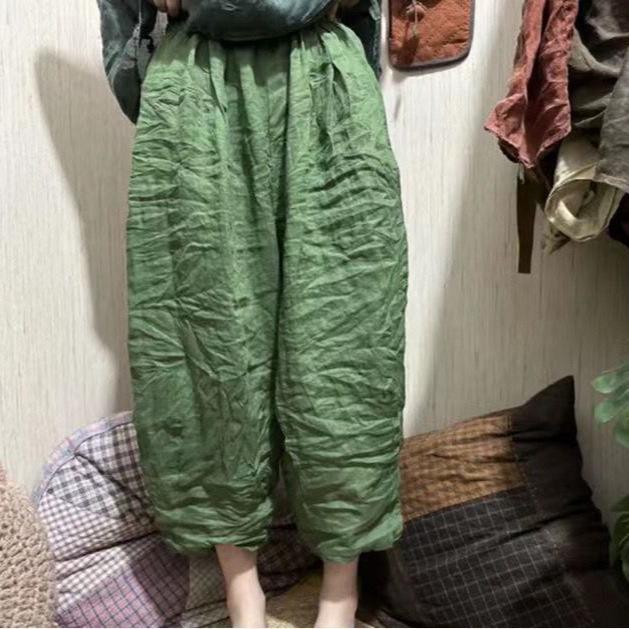 

Весна 2024 Ретро Брюки гарем из рами - Повседневные брюки длиной девять точек One Size