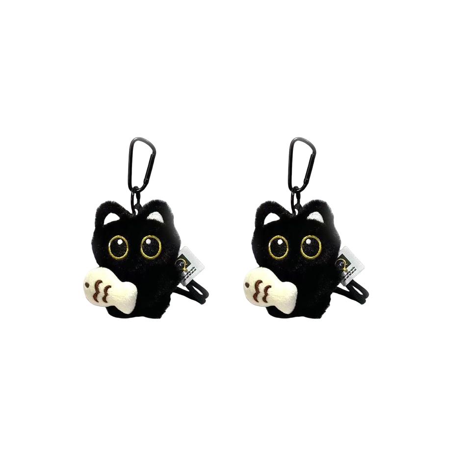 1/2/3Pcs Cool Plush Black Cat Doll Toy Keychain Bag Pendant Charms Car Keyring Accessories For Women Men Friends Gifts