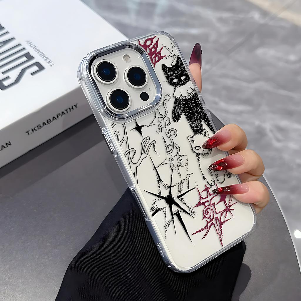 Black Cat Sketch Kitten Phone Case for Xiaomi Mi 15 14T 14 12T 11T 11 Poco M7 X7 X6 F5 F6 X5 GT Pro 4G 5G Transparent Soft Cover