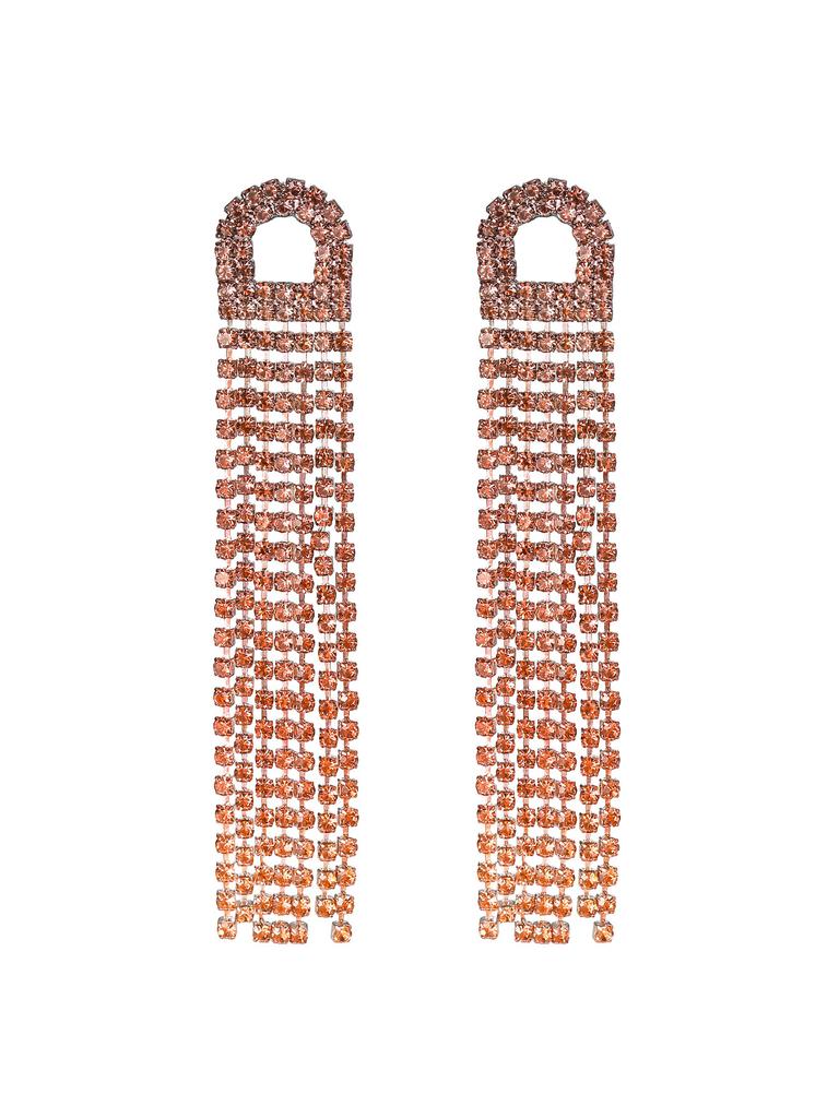 Fashion Versatile Long Fringed Earrings Luxury Shiny Rhinestone Ear Jewelry