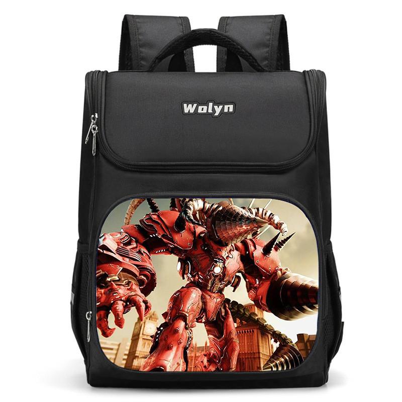 Trendy Nylon Student Backpack With Titan Monitoring Man Design For School Use