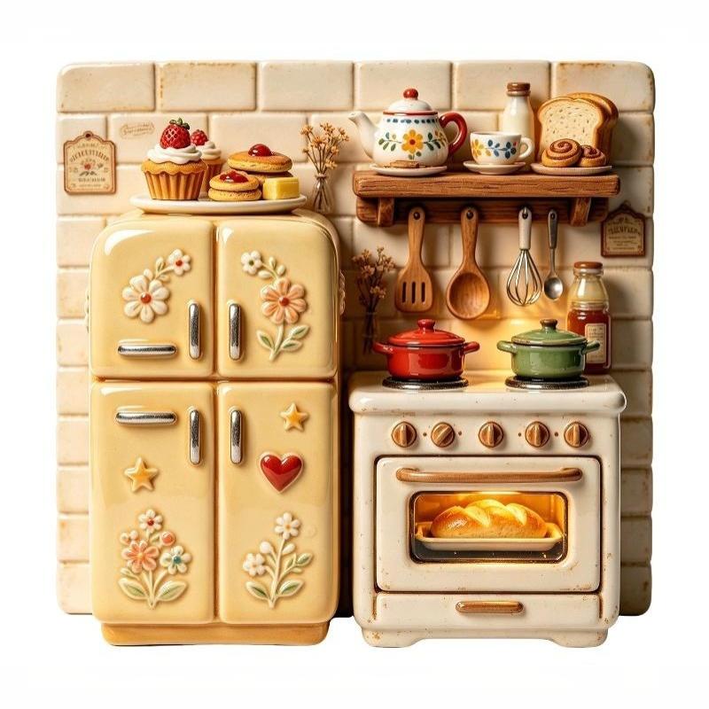 Retro 3D Relief Harz Kühlschrankmagnete Mini Niedliche Ornamente Küchenkühlschrank Dekoration Einzigartige Reise Souvenir Geschenke