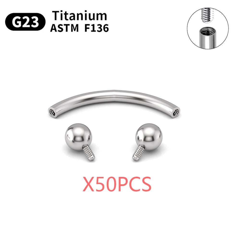 5/50PCS G23 Titanium Eyebrow Piercing Nose Ring Septum Helix Cartilage Piercing C rod Body Jewelry For Women