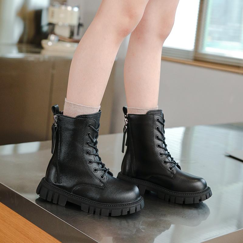 Fashionable New Comfortable Round Toe Thick Soled Riding Boots Popular in Autumn Winter Sweet Girl Baby Sports Mid Length Boots
