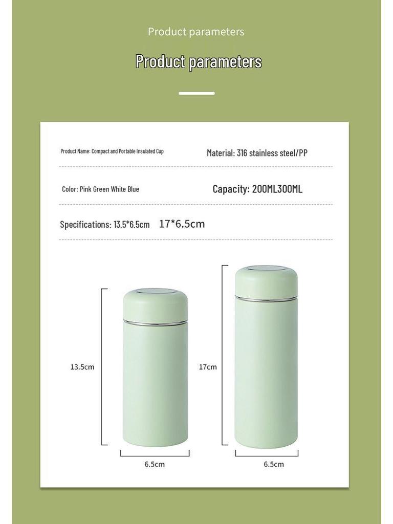 316 Stainless Steel Portable Insulated Cup: Fresh Artistic Design, Compact Pocket Size, Perfect for Students