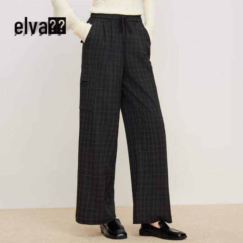 

Elva Island Women s Vintage Plaid Wide-Leg Pants S