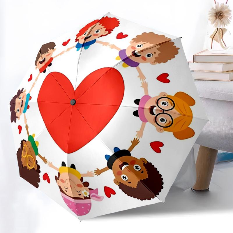

1pc Heart Group Automatic Umbrella - Automatic Opening And Closing, Sturdy Iron Frame, Formal Occasions yy251018154