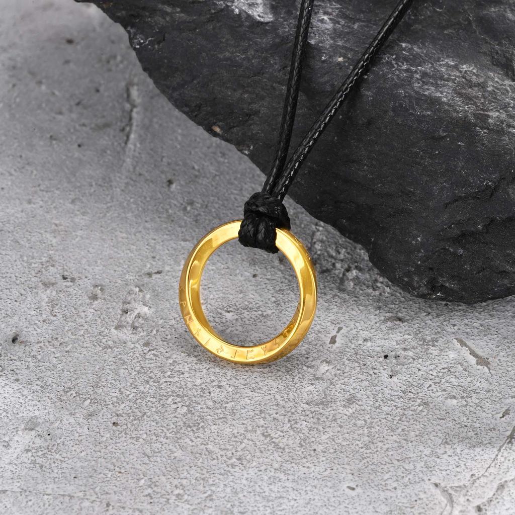 New Stylish Norse Viking Necklaces for Men,Waterproof Stainless Steel Mobius Round Pendant Collar,Gifts for Him Jewelry