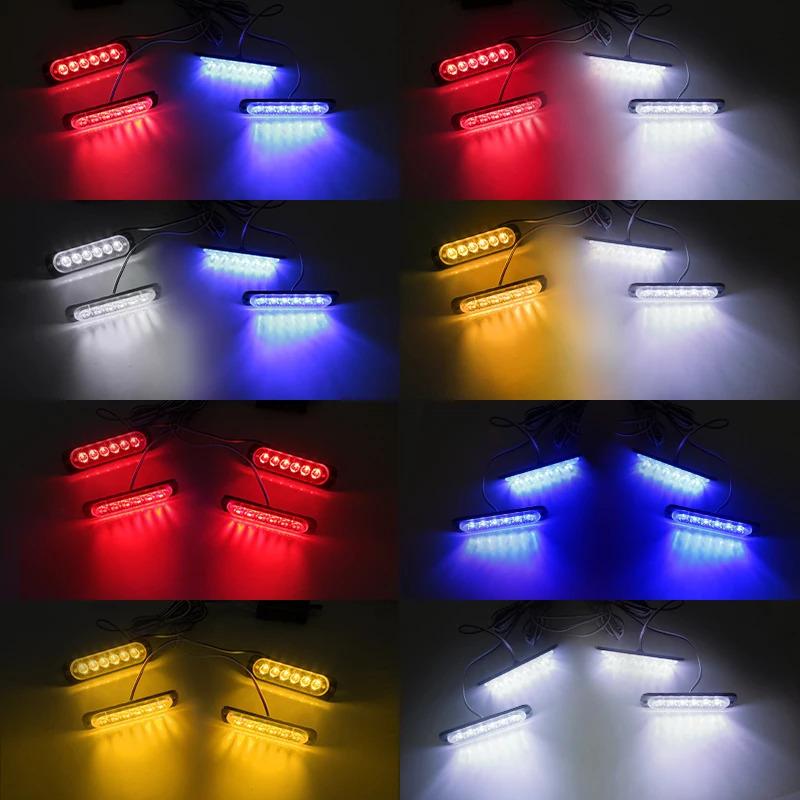 4PCS Grill Car LED Light Strobe Red Blue Emergency Remote Wireless Control Flash Signal Fireman Beacon Warning Lamp Yellow White