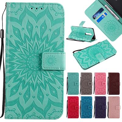 Kožené pouzdro 3d Wallet Flip Sunflower pro Samsung A3 A5 A6 A7 A8 A9 J3 J4 J5 J6 J7 J8 Plus 2017 2016 měkký kryt Tpu na telefon