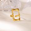 Popular New Irregular Geometric Hollow Stainless Steel Gold-plated Personalized Opening Women's Ring