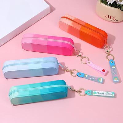 Neues Silikon-Federmäppchen Kreativ Student Tragbar Einfach Rechteckig Gestufte Aufbewahrung Zubehör
