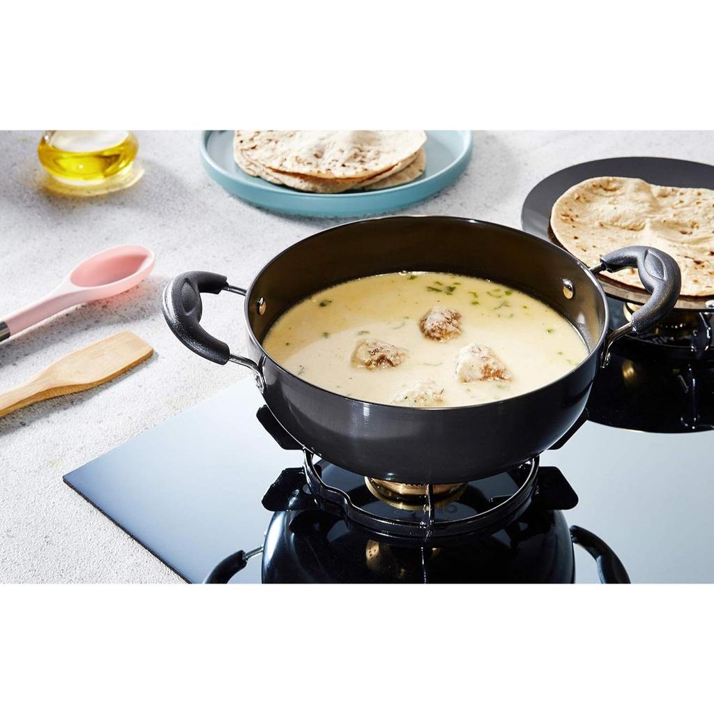 Hard Anodized Deep Kadhai (2.5 litres), Aluminium, Black