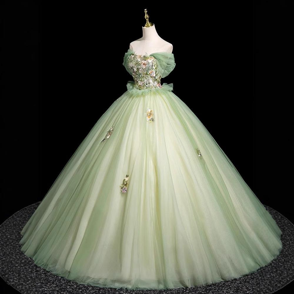 Grünes Abendkleid Mori Gesang Klavier Kunstprüfung Aufführung Tutu Rock Bankett Erwachsenen Zeremonie Kleid Rock High-End Nische
