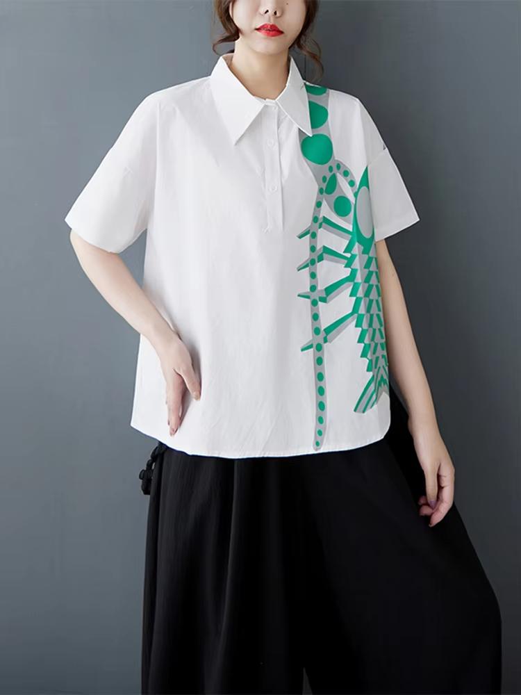 

XITAO Print Irregular Half Sleeve Shirt GYX1534 One Size чорний