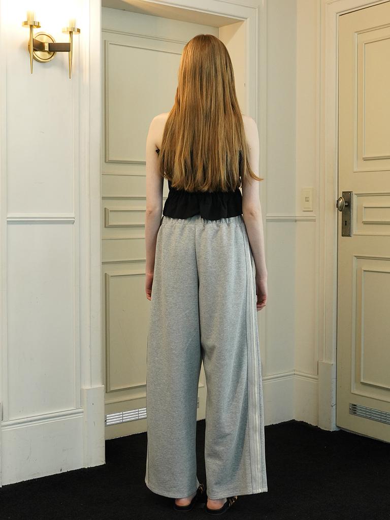 Muse By Rose Rienda Striped Wide Track Pants (Melange Grey)