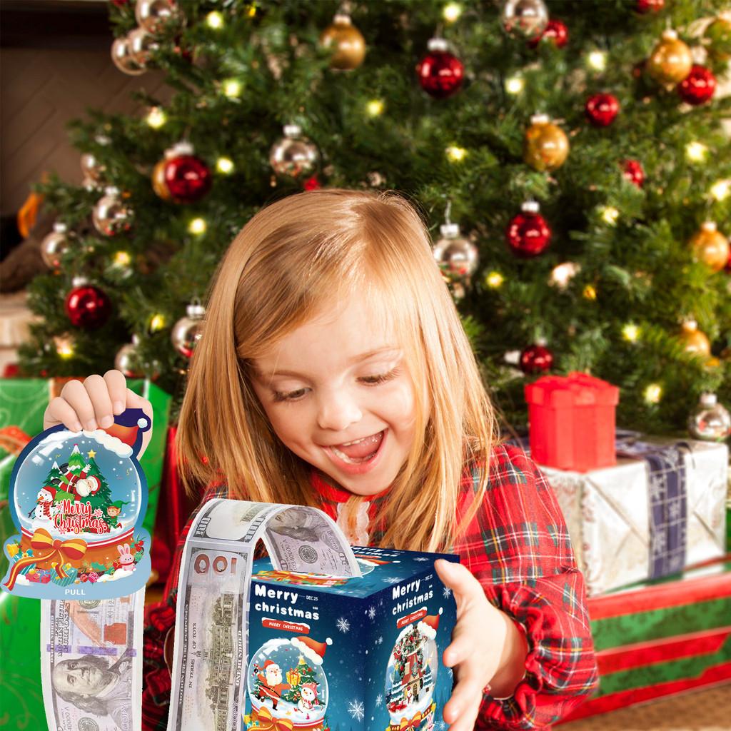 Blue Themed Christmas Crystal Ball Pattern Gift Box Atmosphere Decoration Prop