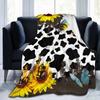 Cow Print Blanket Black White Bed  Throws Soft Couch Warm Small Blankets Plush Gift for Daughter Mom, Bedroom Decor Sofa Cozy