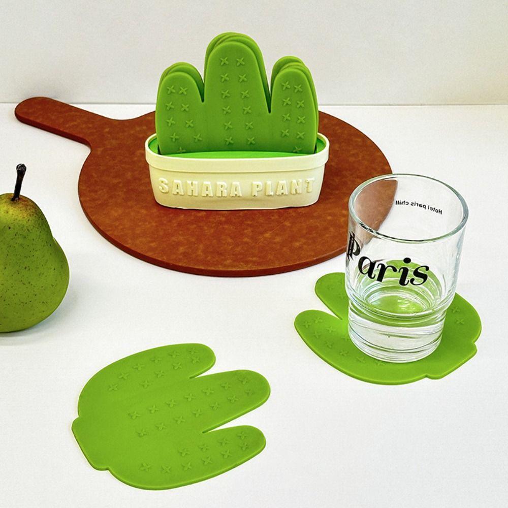 Anti Scald Cactus Coasters Set Anti-fouling Cactus Cup Mat Safe Decorative Placemats  Tableware