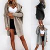 Gilet Cardigan Pull Tricoté Oversize à Capuche Femme Long Coupe Ample Hiver 2026 Mélange de Coton